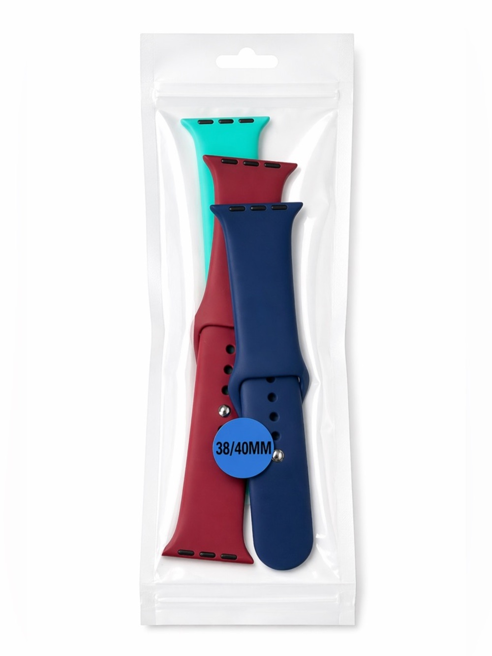 Apple Watch Bands 38 40mm Silicone Sport Strap Set 3pc Navy Red Blue S - M - Picture 4 of 16